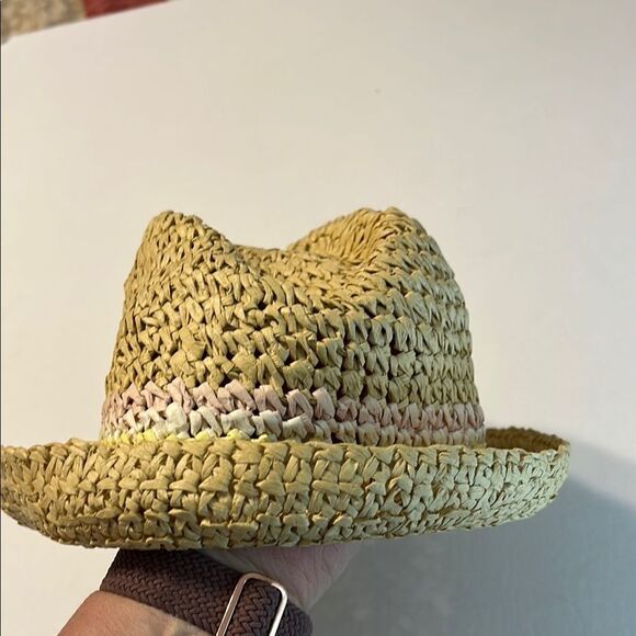 BILLABONG Paper Straw Hat Pastel Stripes Pink White Yellow Cowboy Sun Festival - Picture 5 of 12